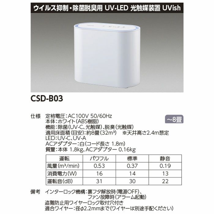 CSD-B03 東芝ライテック ウイルス抑制・除菌脱臭用UV-LED＋光触媒装置