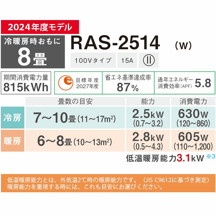 標準工事費込み】RAS-2514TL(W) 東芝 ルームエアコン TLシリーズ